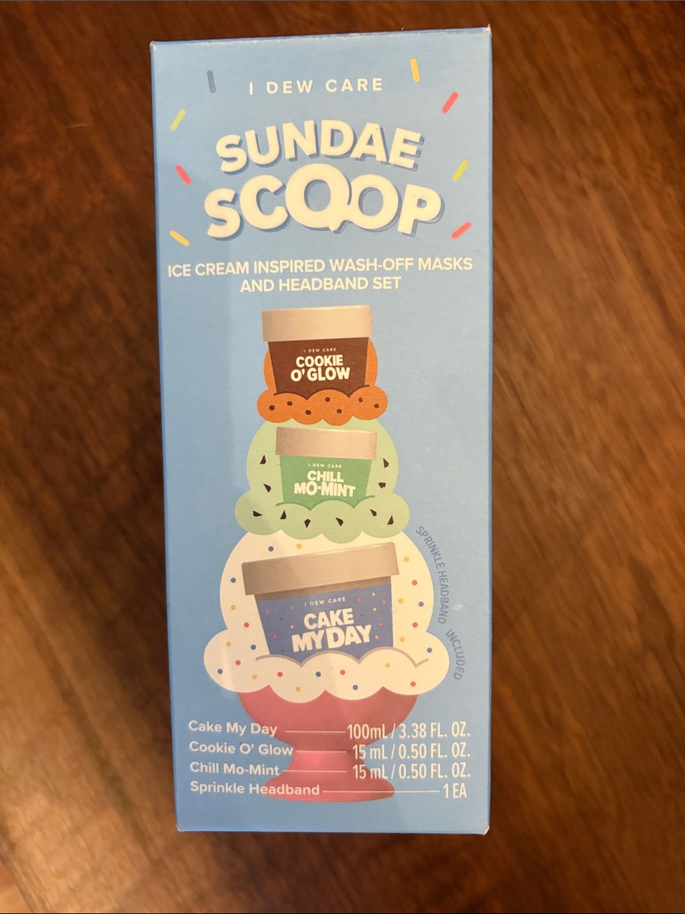 NIB - I Dew Care Sundae Scoop Wash-Off Masks Set w/ Sprinkle Headband
